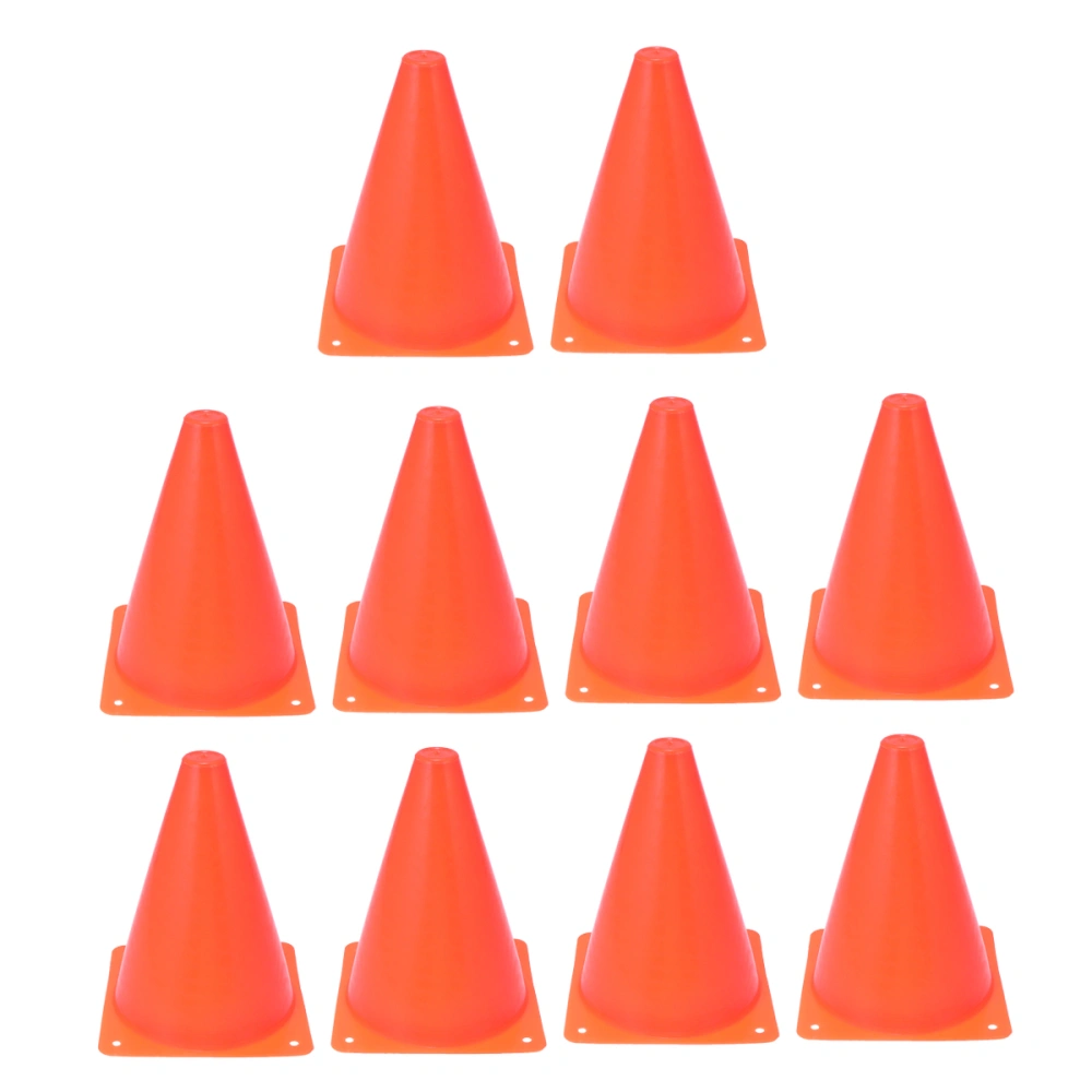 10PCS 18cm Roadblock Cone Shape Plastic Soccer Football Training Auxiliary Tools Sports Gear (Orange)