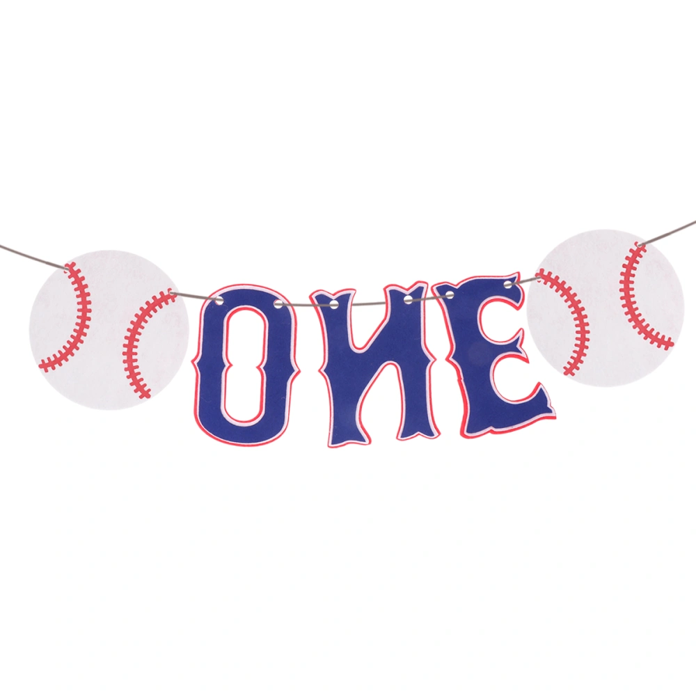 Baseball Themed Party Banner Colored ONE Letter Pattern Garland Decoration Hanging Banner for Home Bar Window