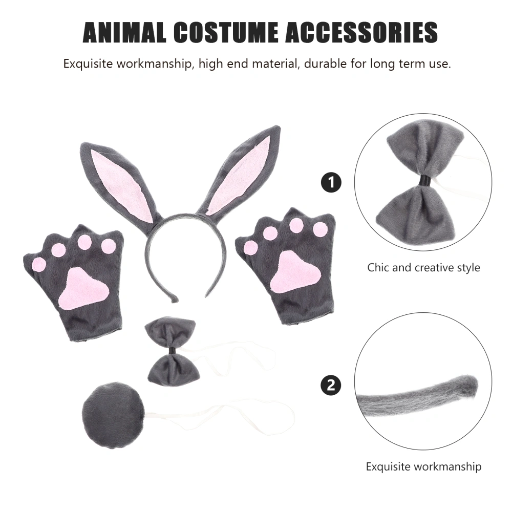 1 Set Rabbit Ear Headband Kit Halloween Cosplay Cat Ear Headband Bow Tie Gloves Tail Set