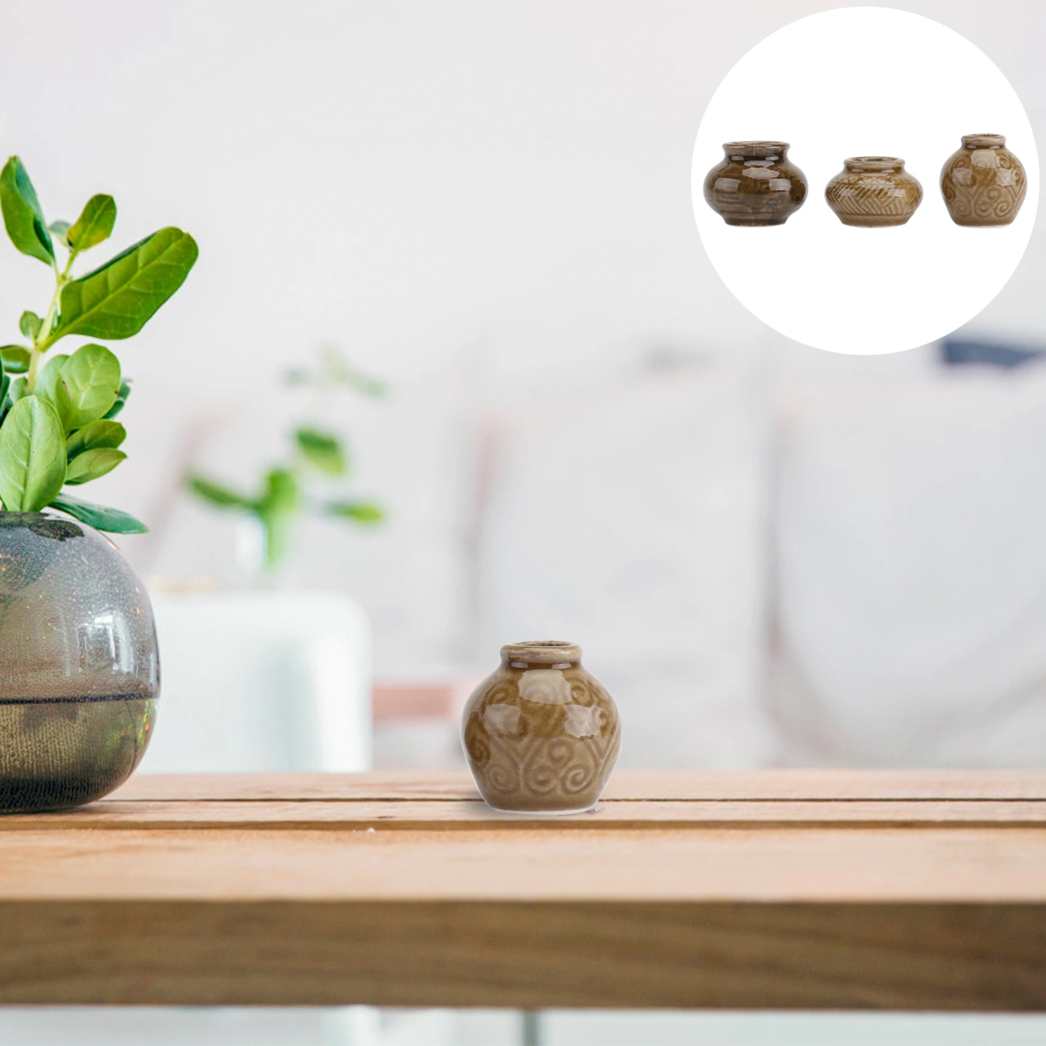 3pcs Mini Jar Models Mini Ceramic Jars Mini Scene Adornments Mini Scene Jars