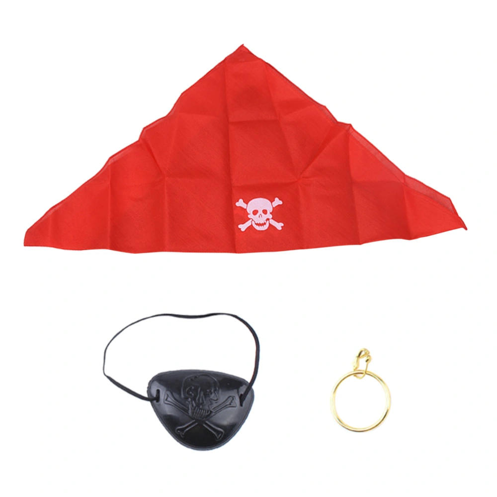 3 PCS Per Set Halloween Masquerade Decor Use Pirate Turban Earrings Eye Mask Set Random Mask Pattern