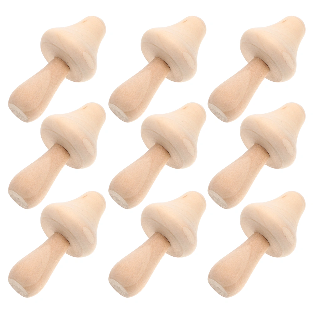 10pcs DIY Simulated Mushroom Ornaments Wooden Mushroom Decors Graffiti Mushrooms