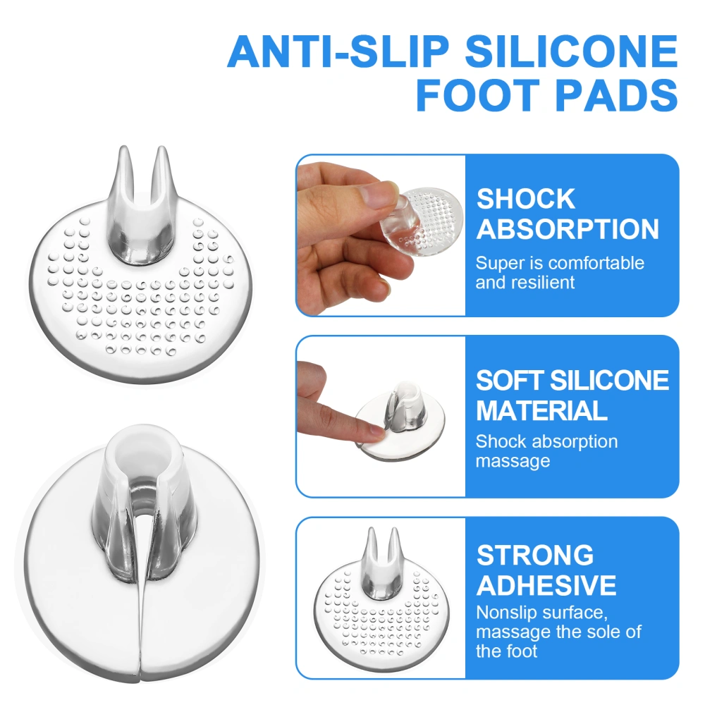 6 Pairs Transparent Nonslip Forefoot Pads Gel Cushions Pads Toe Protectors Silicone Flip-flops Grip Pads