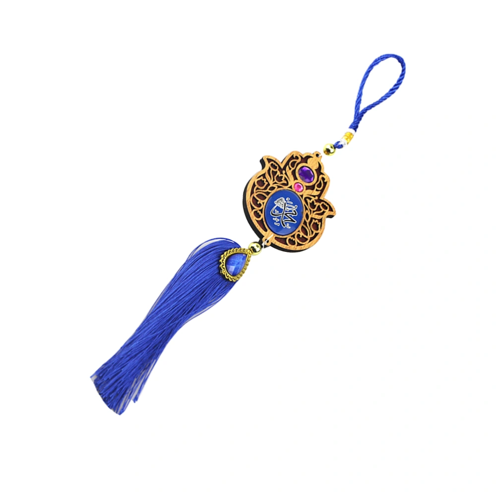 1pc Tassel Crystal Pendant Lesser Bairam Hanging Ornament Household Car Decorations (Blue 37x7x1.5cm)