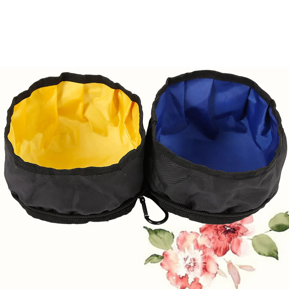 Pet Double Bowls Portable Collapsible Dog Bowls Cats Feeding Bowl Pet Supplies for Outdoor Carrying Traveling