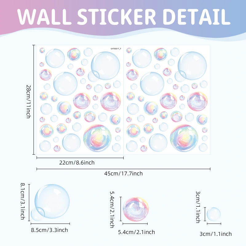 2 sheets of Bubbles Bathroom Decals Wall Art Decoration DIY Sticker DIY Decals Removable Bubbles Decals