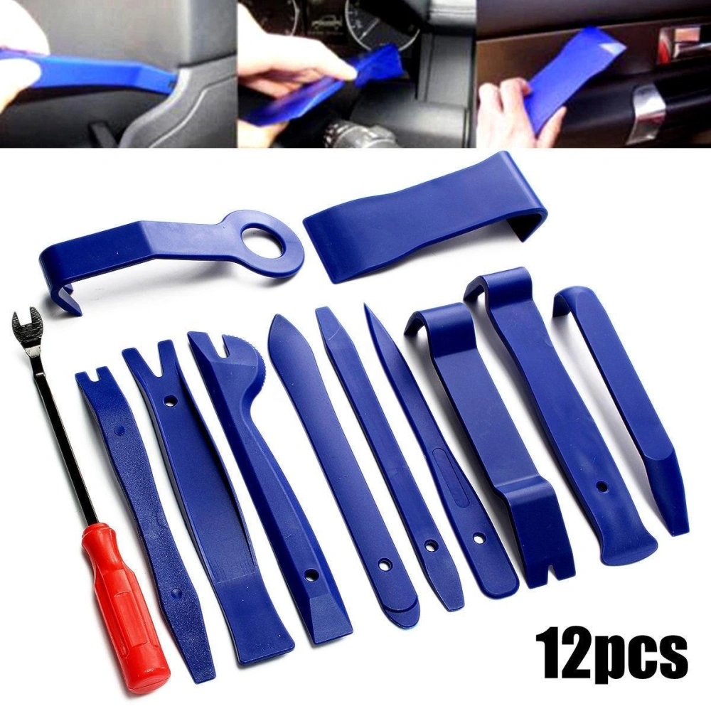 12pcs Blue Auto Car Audio Door Dash Trim Panel Install and Removal Pry Tools (With Zipper Zealed Bag)