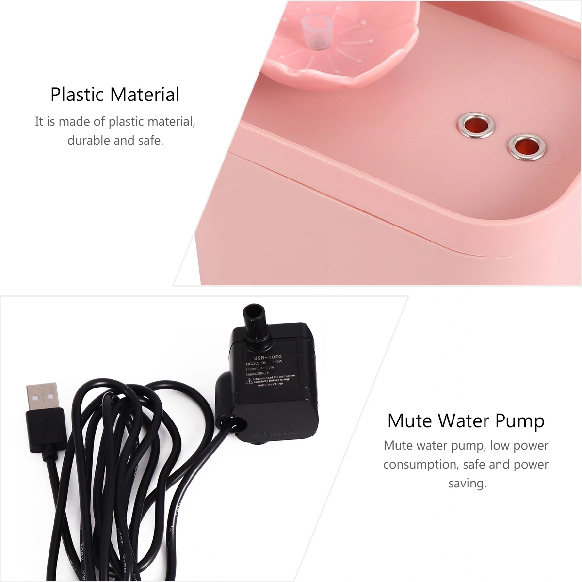 Cat Water Fountain Automatic Circulation Fountain Water Dispenser Water Feeder for Pet Cat Dog Kitten (Pink)