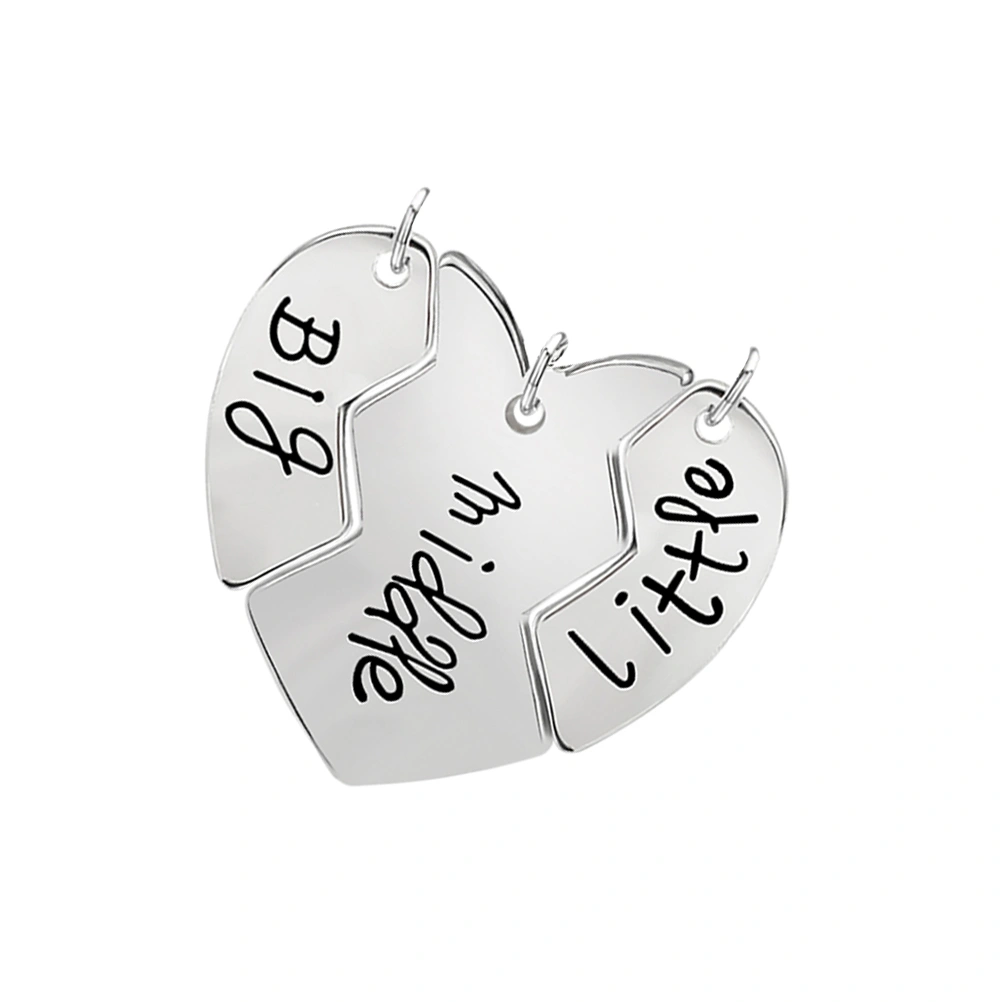 Puzzle Heart Pendant Necklace Women Sister Forever Necklaces Jewelry Graduation Gift (Silver)