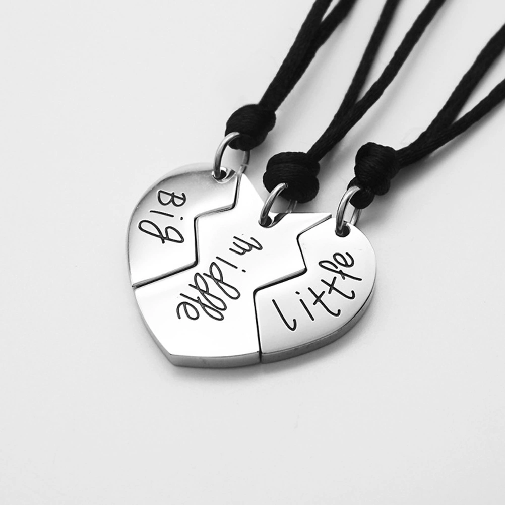 Puzzle Heart Pendant Necklace Women Sister Forever Necklaces Jewelry Graduation Gift (Silver)