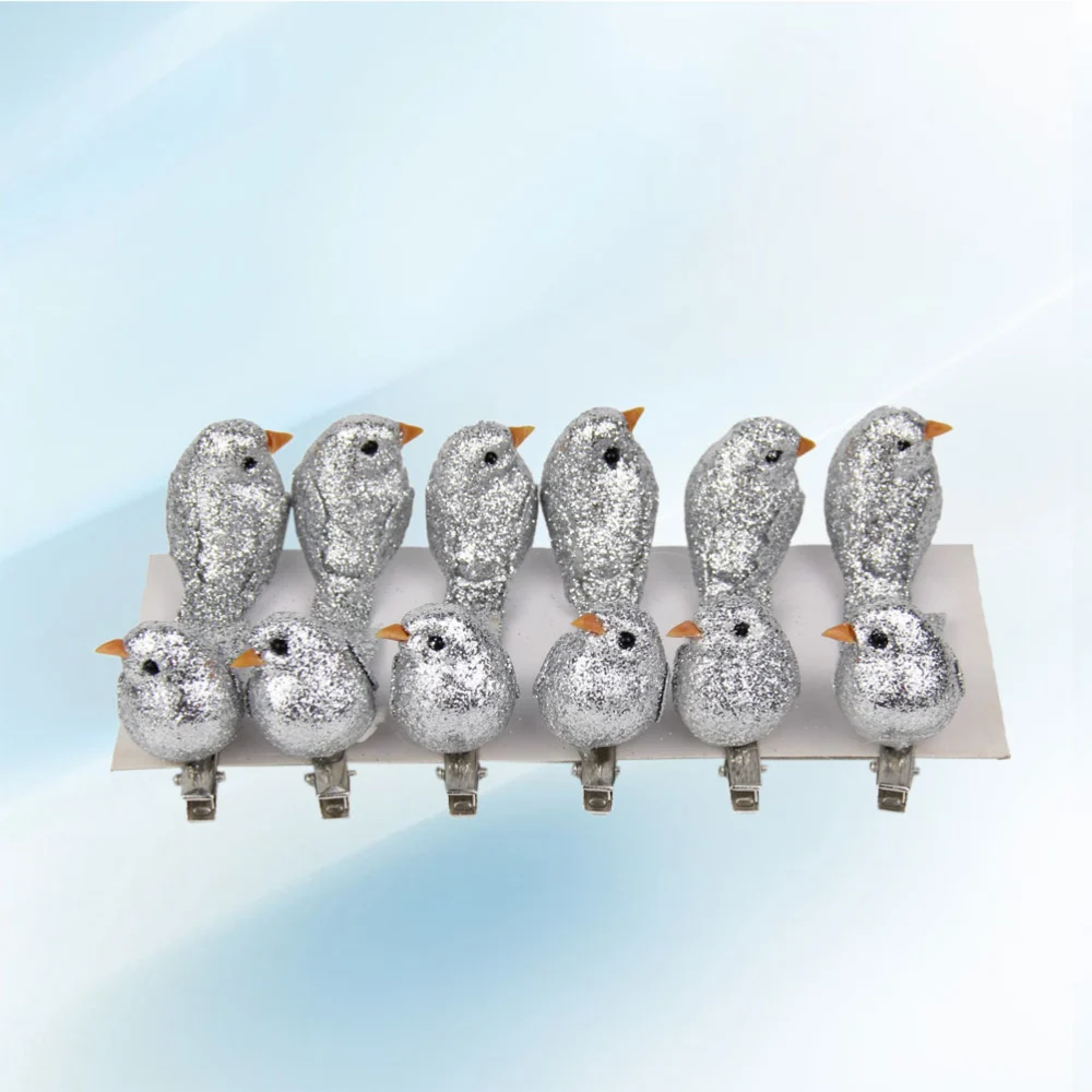 12 Pcs Simulated Birds Animal Headdress Miniature Figurine Hairpin Adorable Hair Clip (Silver)Hairpin Adorable Hair Clip (Blue)