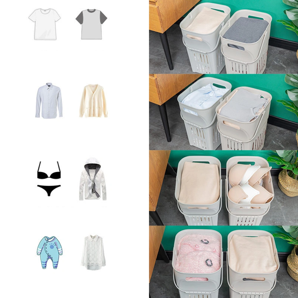 1PC Plastic Laundry Storage Basket Portable Household Clothes Toy Laundry Basket Storage Container (Grey)