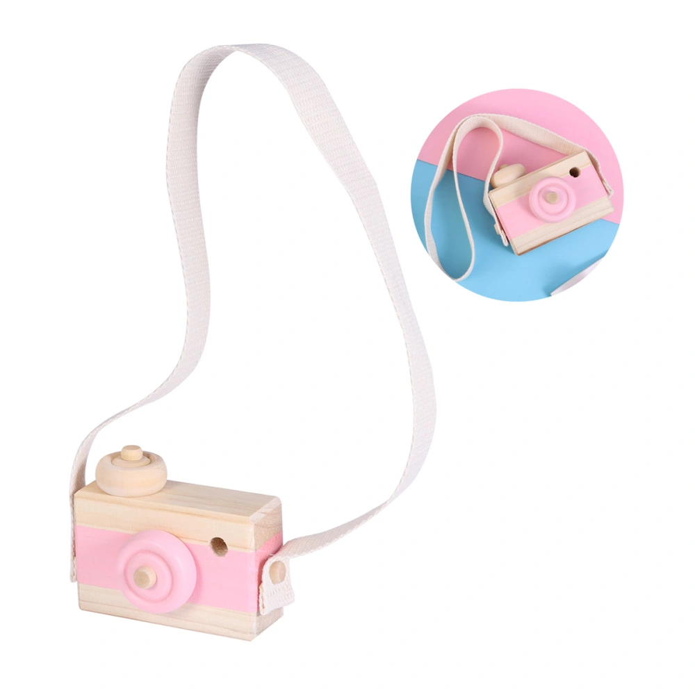 Wooden Mini Camera Toy Kids' Room Hanging Decor Photo Taking Props Birthday Christmas Gift for Children Kids (Pink)