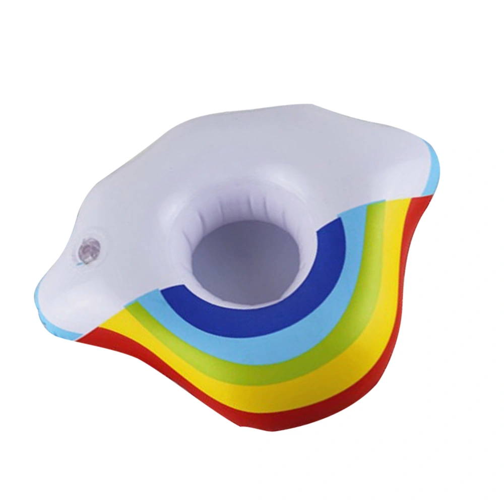 4PCS Cloud Rainbow Cup Holder Inflatable Rainbow Cloud Drink Cup Holder Cartoon Floating Coaster for Beach Pool Use (Assorted Color)