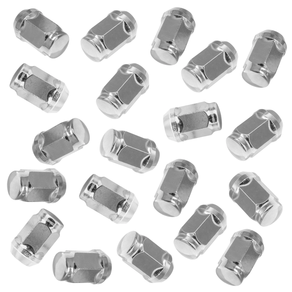 20pcs Universal 12x1.5 Solid Car Wheel Nut Caps Auto Hub Screw Cover Bolt Rims Compatible for (Silver)