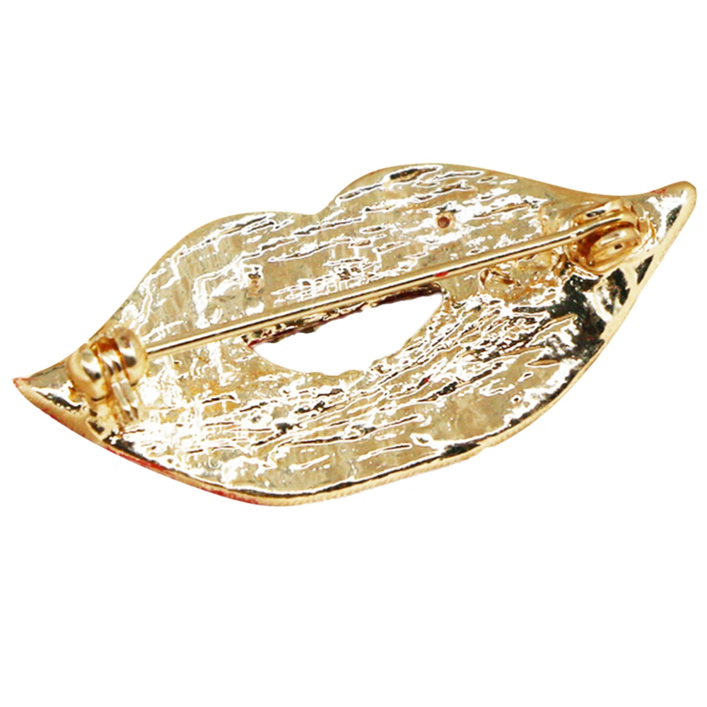 1Pc Lip Shaped Brooch Rhinestone Inlaid Suit Brooch Fashion Clothing Accessory