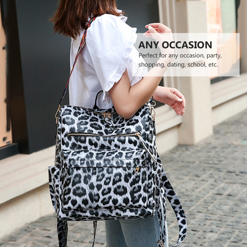 1Pc Large Capacity Student Backpack Leopard Printing Book Bag Fashion Travel Bag