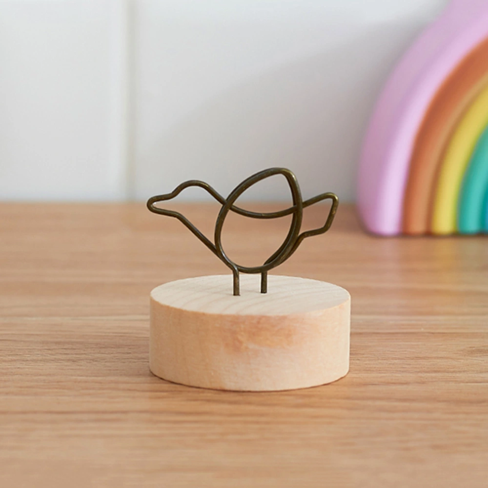 3pcs Wooden Base Photo Note Memo Holder Clip (Bird)