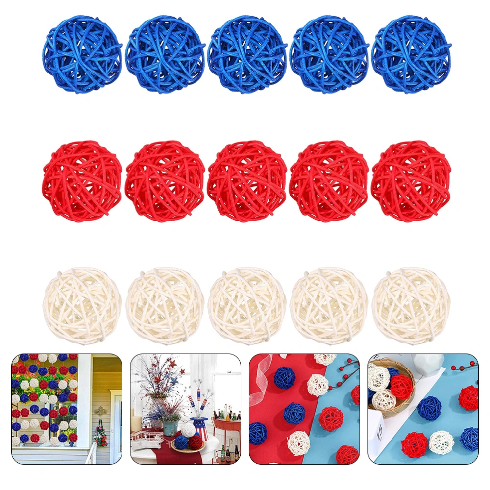 15PCS 6CM Delicate Rattan Woven Rattan Ball Independence Day Layout Decoration