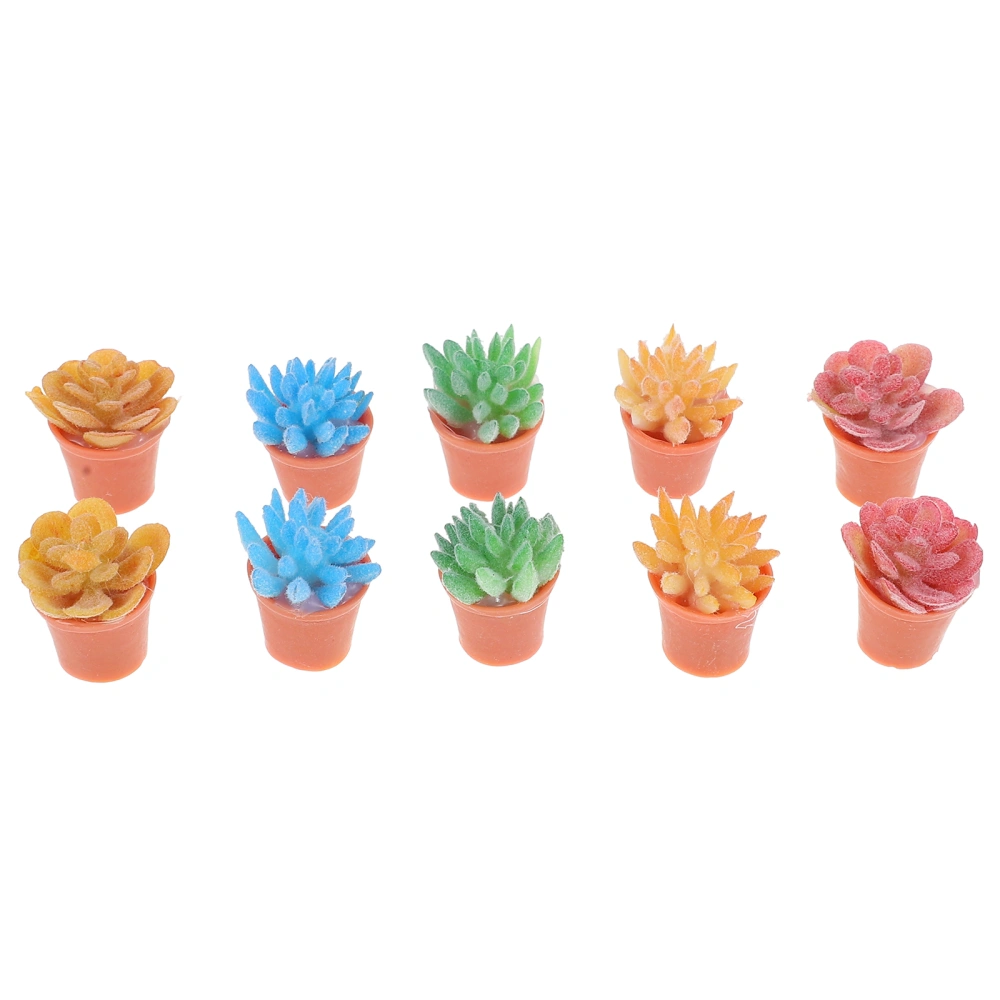 10Pcs Simulation Potted Plant Ornament Desktop Decors Micro Landscape Adornment