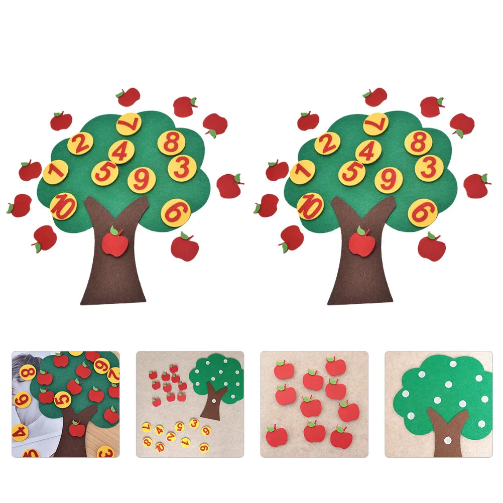 2 Sets Non-woven Apple Tree Digital 1 to 10 Cognitive Pairing Toy for Children