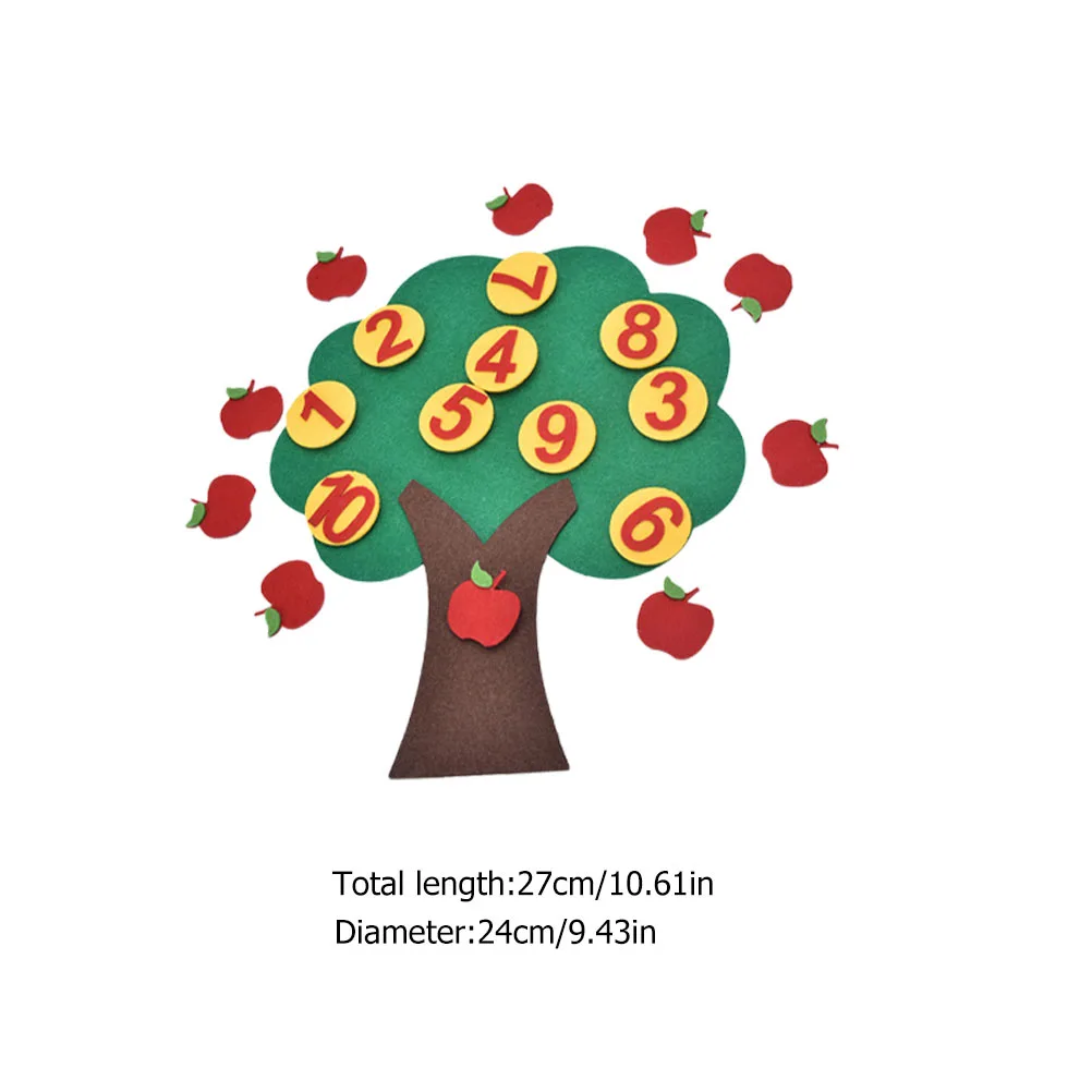 2 Sets Non-woven Apple Tree Digital 1 to 10 Cognitive Pairing Toy for Children