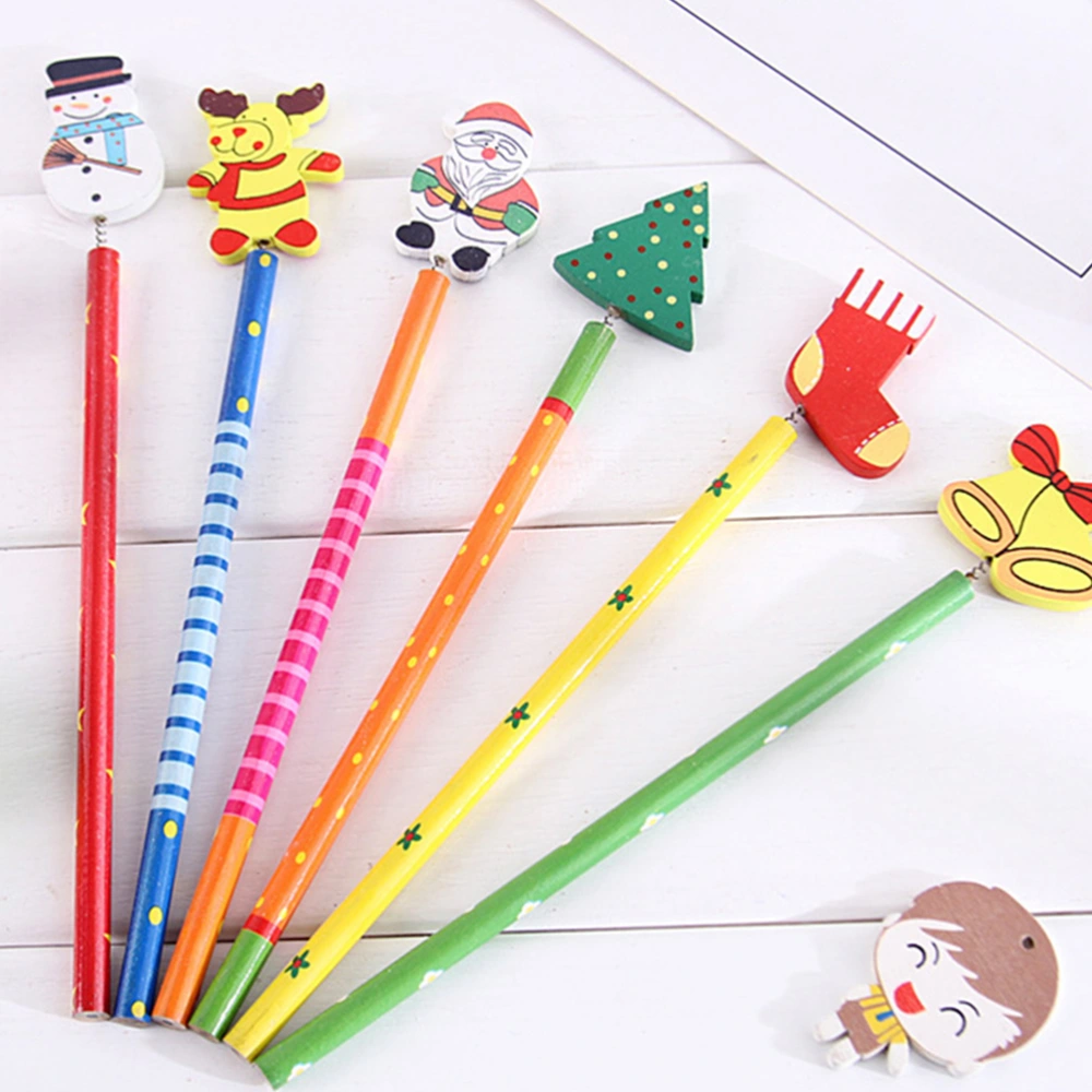 24pcs Creative Pencils Wooden Cartoon Design Pencils Students (Random Color)