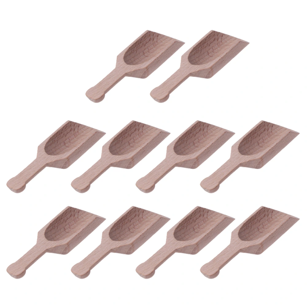 10pcs Small Salt Shovels Flat Handle Scoop Beech Teaspoon Milk Powder Scoops