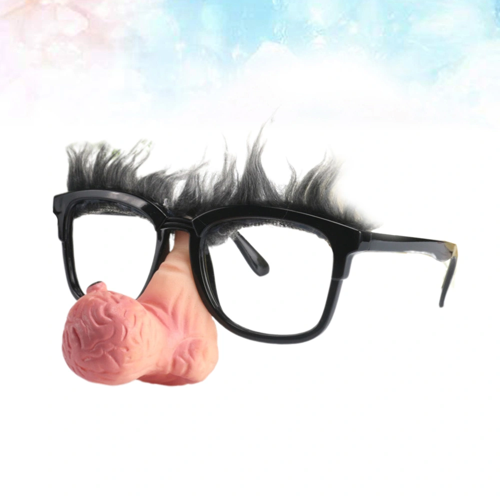 Funny Clown Noses Glasses Shape Prop Big Nose Uncle Professional Party Props Stage Props for Christmas Halloween Party (Black)