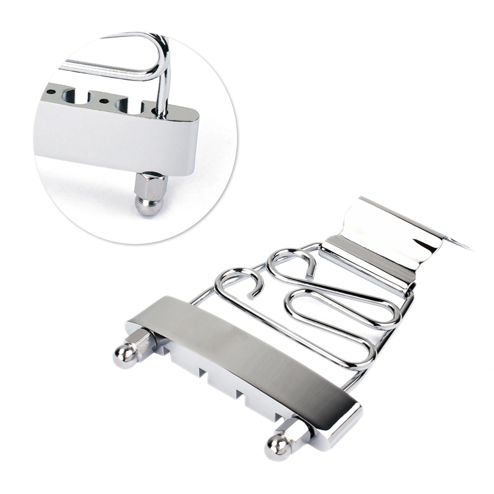 GA421 4 String Trapeze Tailpiece Adjustable Guitar Tailpiec Bridge for Archtop Jazz Bass Guitar (Silver)