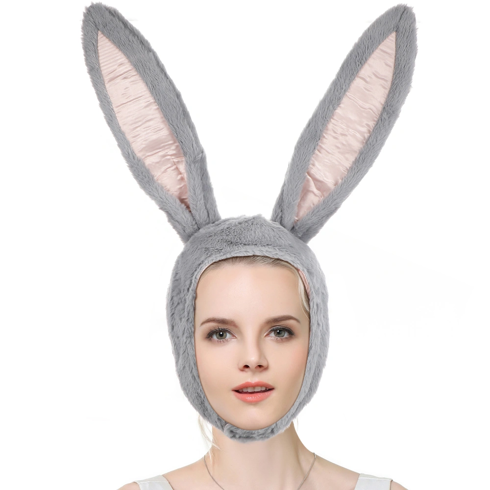 Easter Bunny Hat Long Ear Hooded Plush Rabbit Hat Party Dress-up Cosplay Costume Accessory