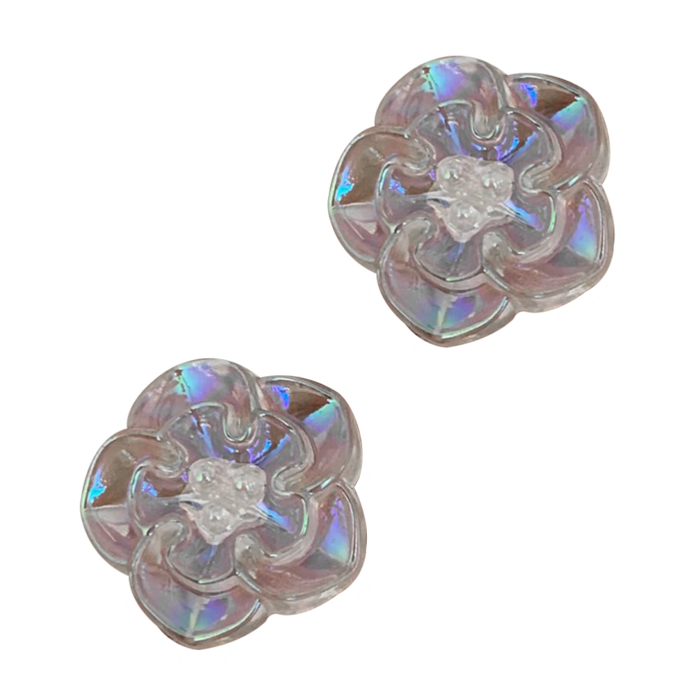 1 Pair Delicate Flower Earrings Fashion Stud Earrings Perforated Female Elegant Earring (Colorful)