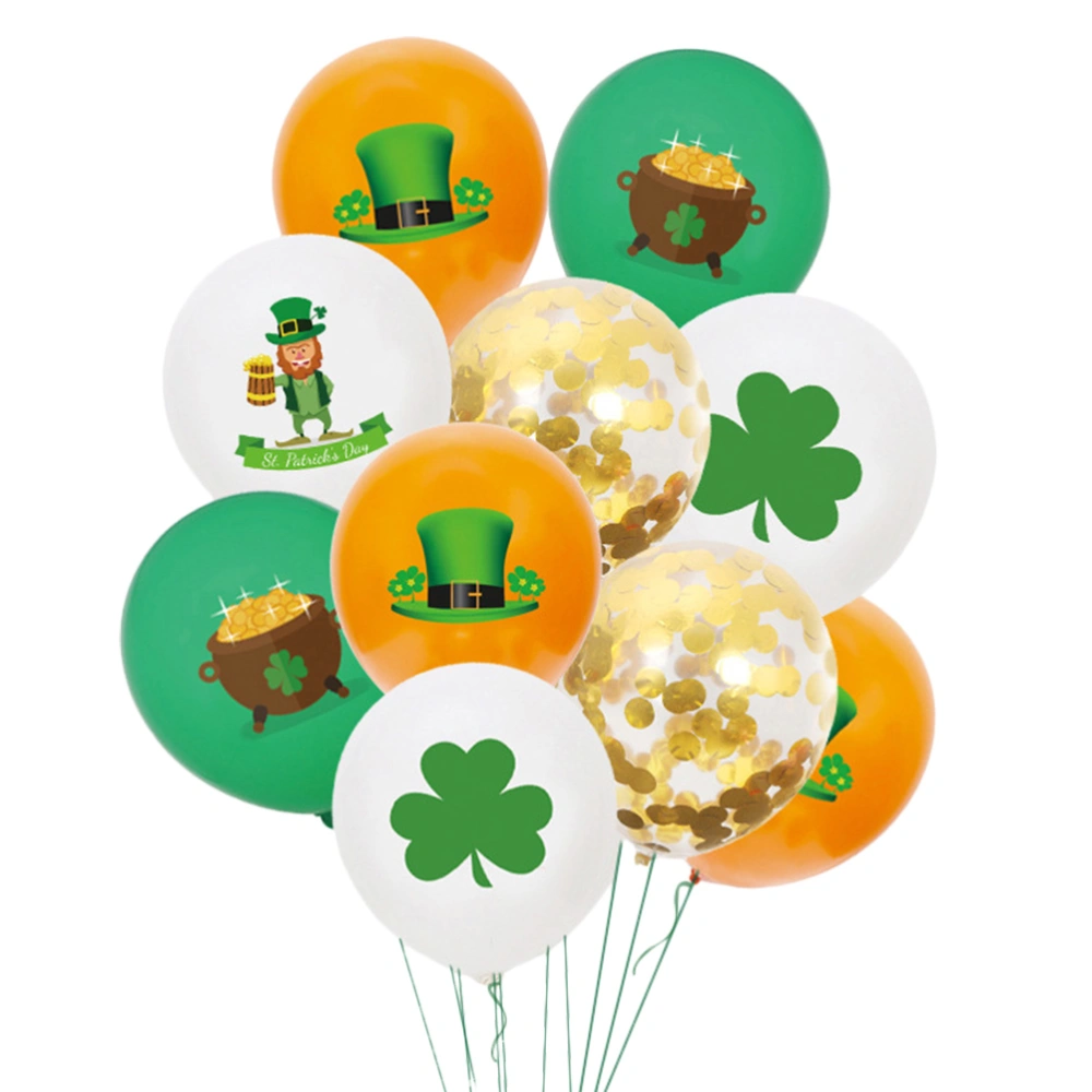 1 Set St. Patrick's Day Decorative Balloons Clover Balloons Party Decor Supplies