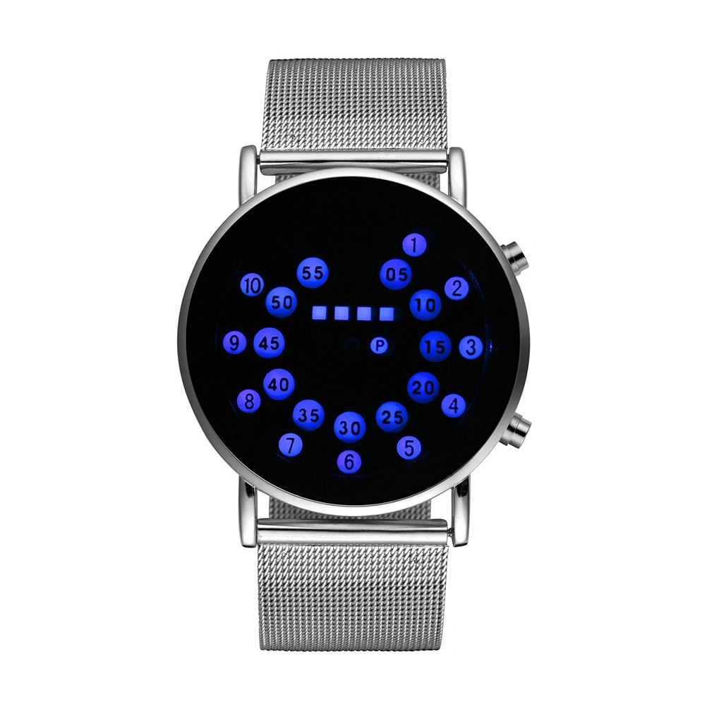 Creative Waterproof Stainless Steel Ball-bearing LED Wrist Watch Electronic Digital Watch (Blue Light)