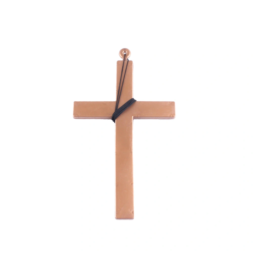 Exorcist Priest Monk Plastic Cross Crucifix Fancy Dress Necklace for Christmas (Black String)