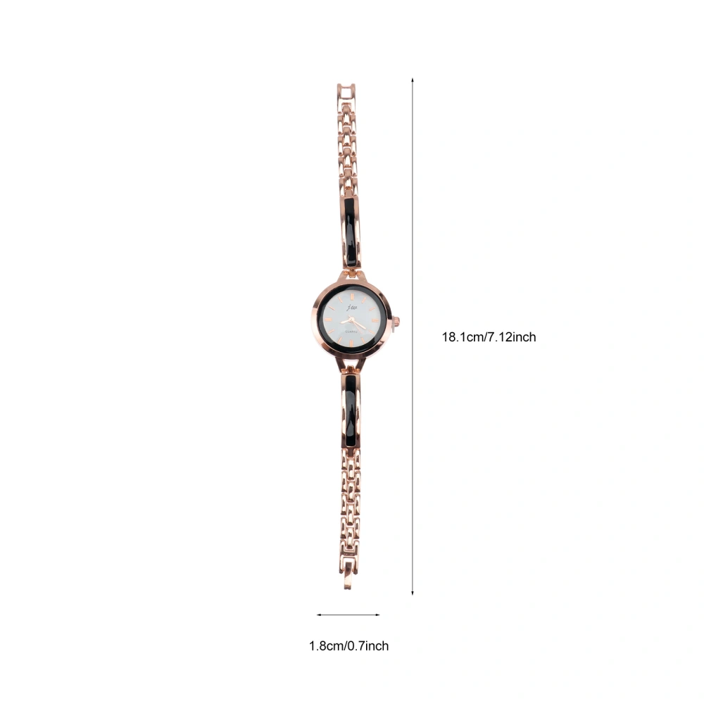 Woman Fashion Simple Roman Dial Quartz Watch Elegant Casual Wristwatch (Rose Gold, Black Dial)