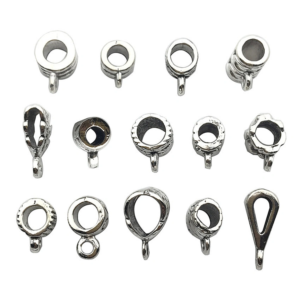 120pcs Delicate Pendant Ring Creative Pendant Head Simple Beads Ring Pendant Connector Charms for Jewelry Bracelet Necklace DIY (Silver Mixed Style)