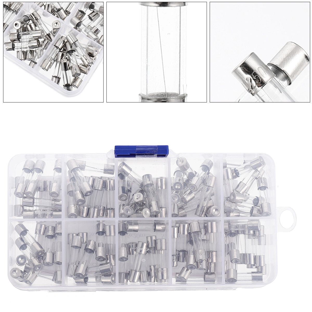 100pcs 0.2A-20A Glass Tube Fuse Protective Tube Fast-blow Glass Fuses Assorted