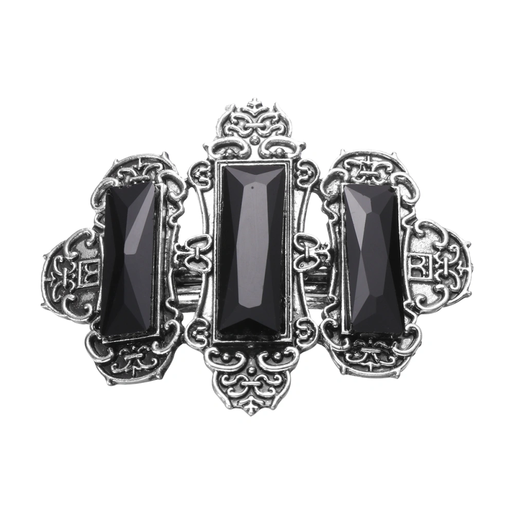 1pc Antiquing Hair Clip Alloy Crystal Spring Clip Stylish Ponytail Clips Hair Decoration for Daily Party Silver and Black