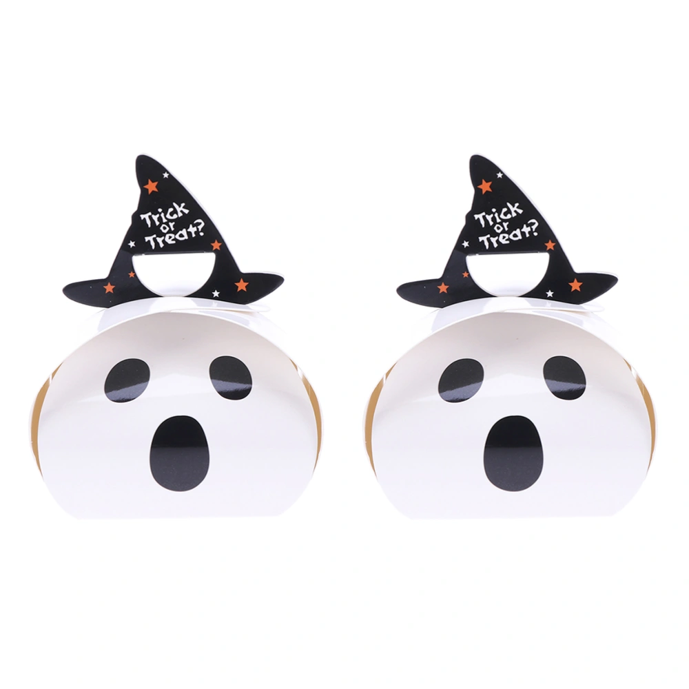 10pcs Portable Halloween Candy Box Biscuit Boxes White Ghost Pattern Paper Candy Container DIY Gift Box Sweet Case Party Supplies