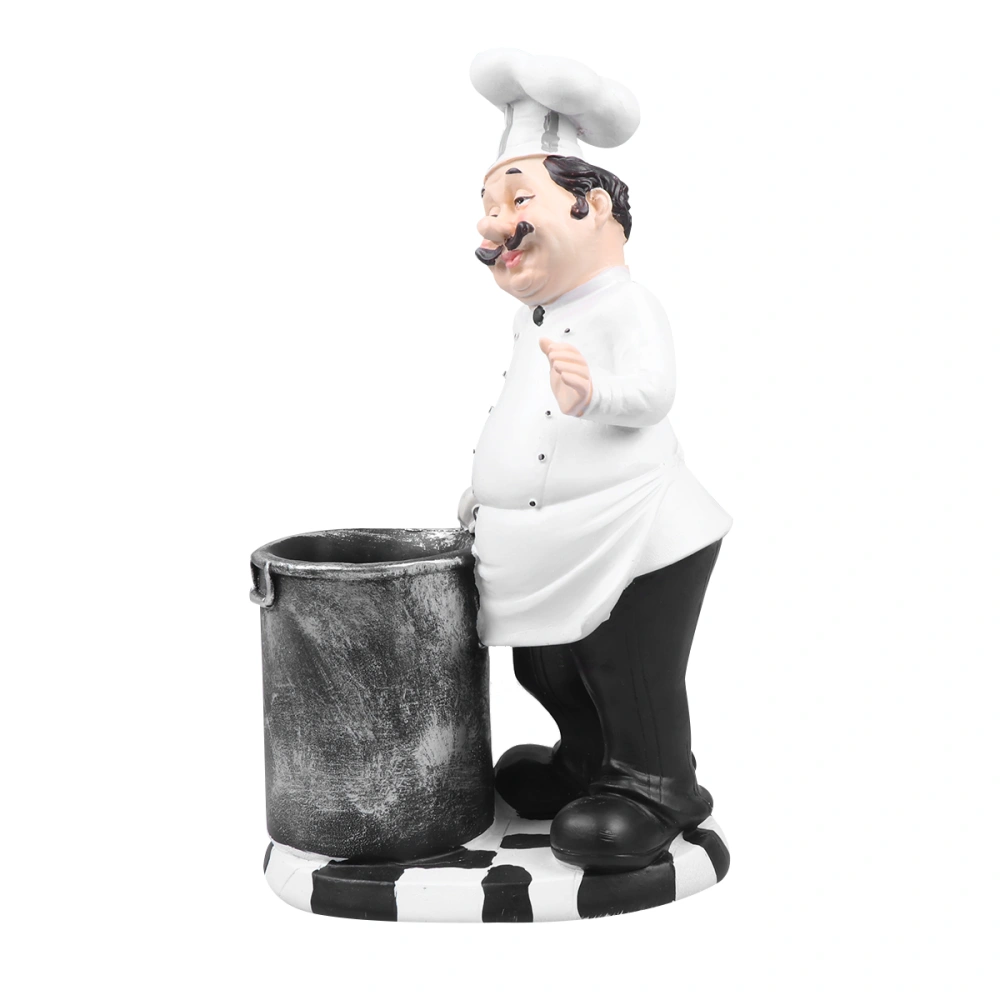 1pc Chef Model European Style Resin Mini Cook Statue Figurine Adornment for Restaurant (Bucket Chef)