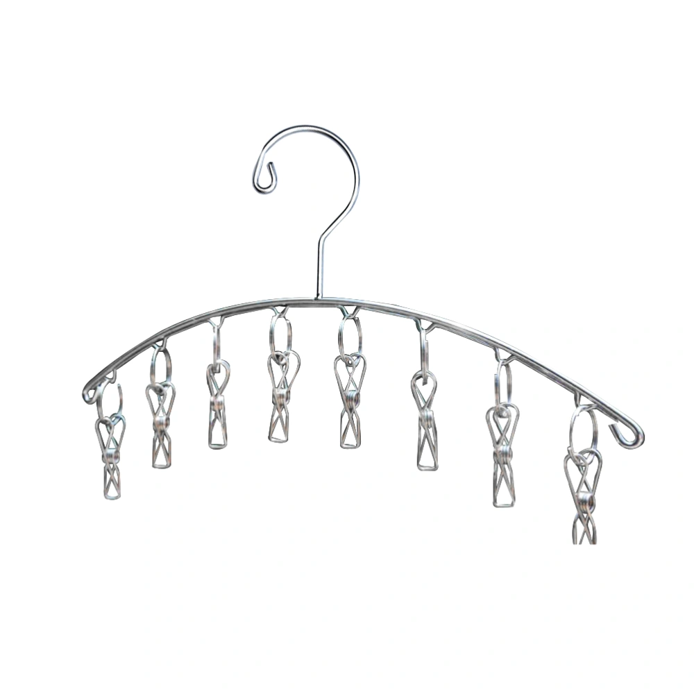 Stainless Steel Clothes Hangers Laundry Drying Hanger with 8 Clips for Bras Lingeries Underwears Socks Towels Scarfs Gloves