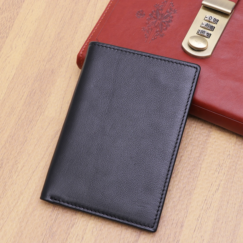 Men RFID Blocking Wallet Vintage Genuine Leather Slim Money Clips Cases Bifold Short Purse (Black)