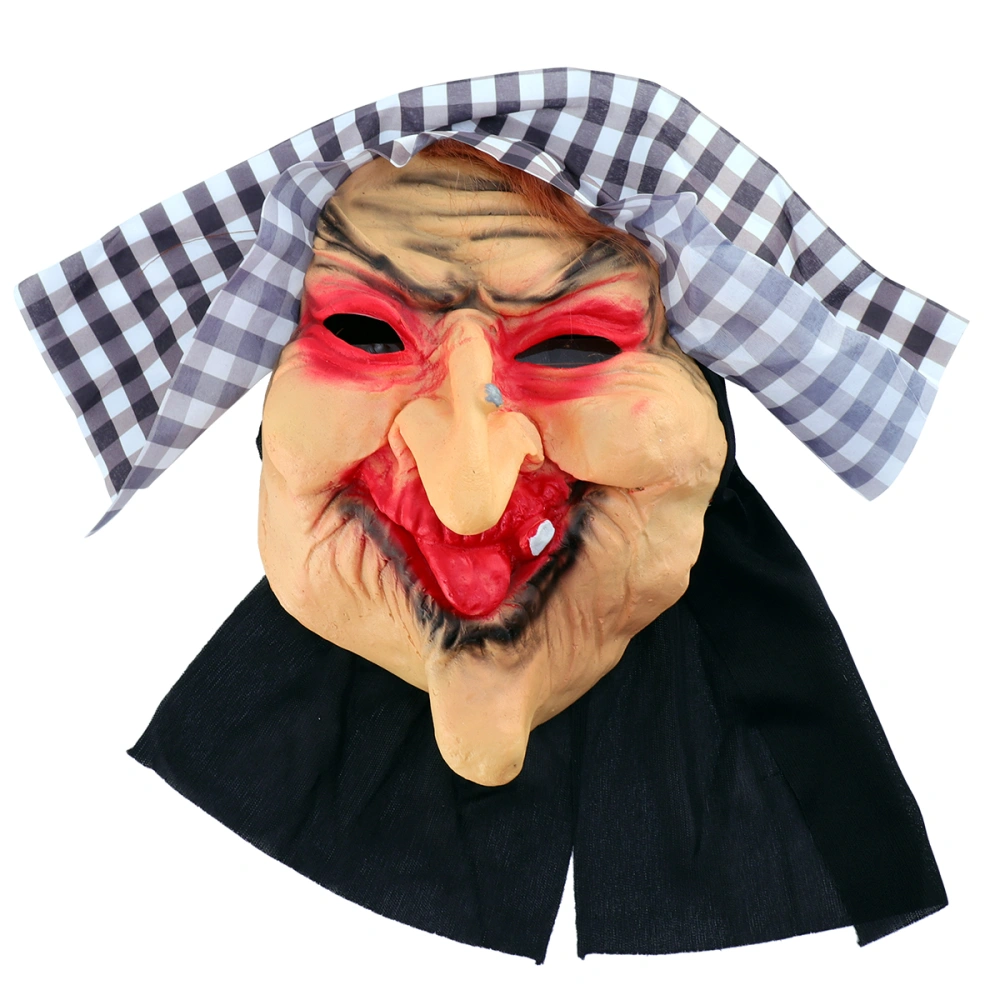 Halloween Drama Prop Headgear Creepy Old Witch Mask Funny Full Face Costume Head Cover for Party Cosplay (Quadrille Witch)