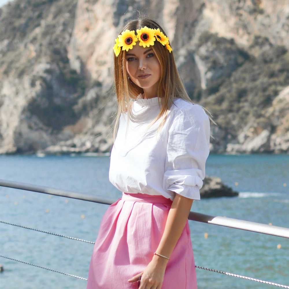 Artificial Sunflower Headwear Imitation Flower Head Hoops Beach Flower Headband Party Headdress for Women