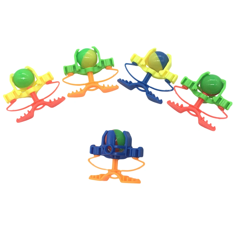 5pcs Plastic Hoodle Launcher Toy Catapult Ball Outdoor Activities Toy Set for Kids Chldren Boys (Mixed Color)