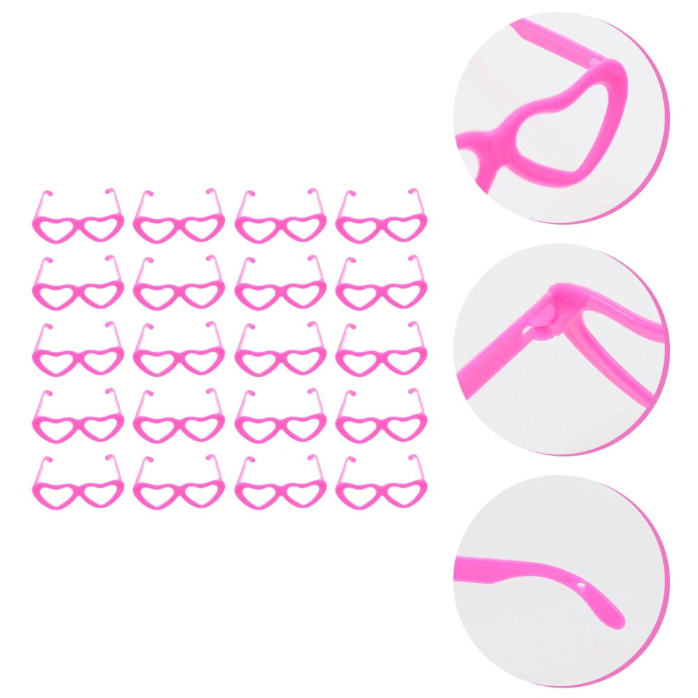 20pcs Heart-shaped Doll Decorative Glasses Doll Sunglasses Dress-up Glasses (Pink)