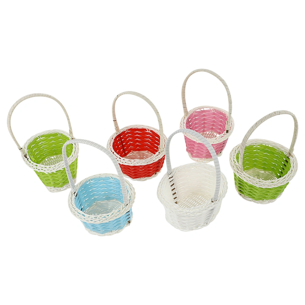 6Pcs Woven Baskets Children Handheld Baskets Wedding Party Flower Girls Basket