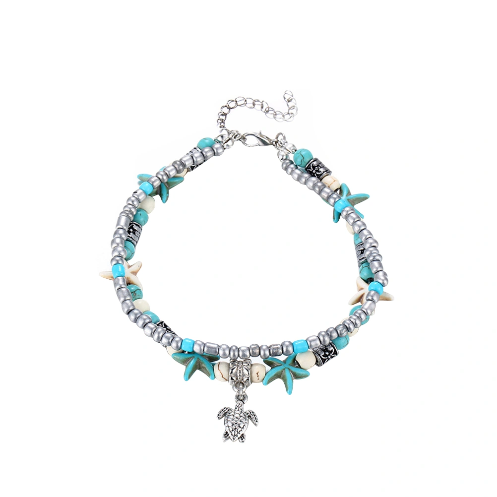 Sea Star Beaded Bracelet Layered Anklet Beach Foot Jewelry for Women Girls