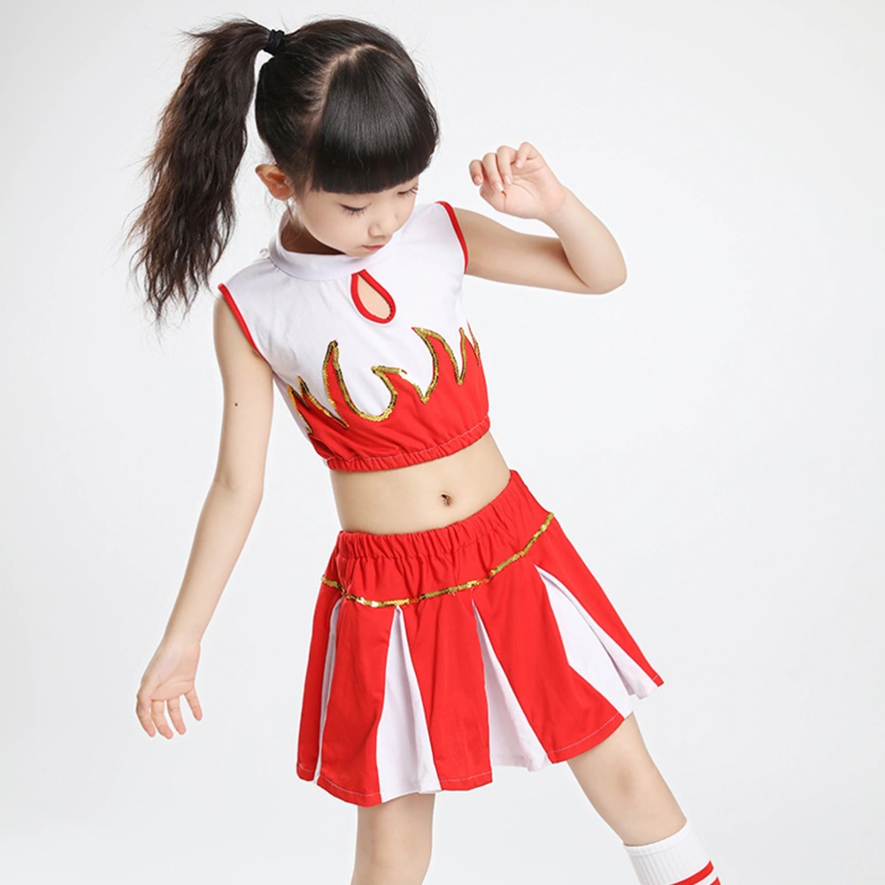 1 Set Stylish Performance Costume Fashion Multi-purpose Dancing Clothes Cheerleading Uniform for Kids Girls (Size 130cm)